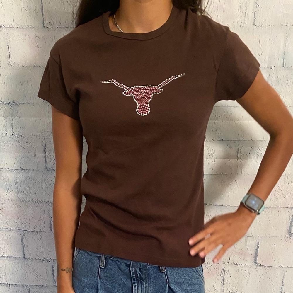 Pink Rhinestone Longhorn Tee